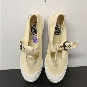 Vans Cream Canvas Slip-On Shoes